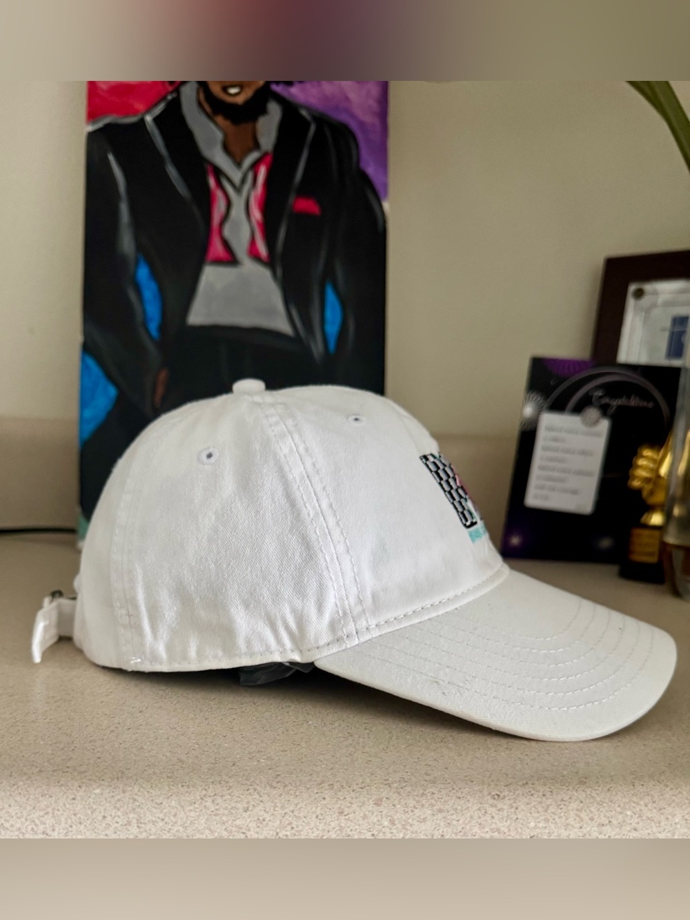 MTV Music Television Checkerboard Logo Hat White Adjustable Cotton Cap